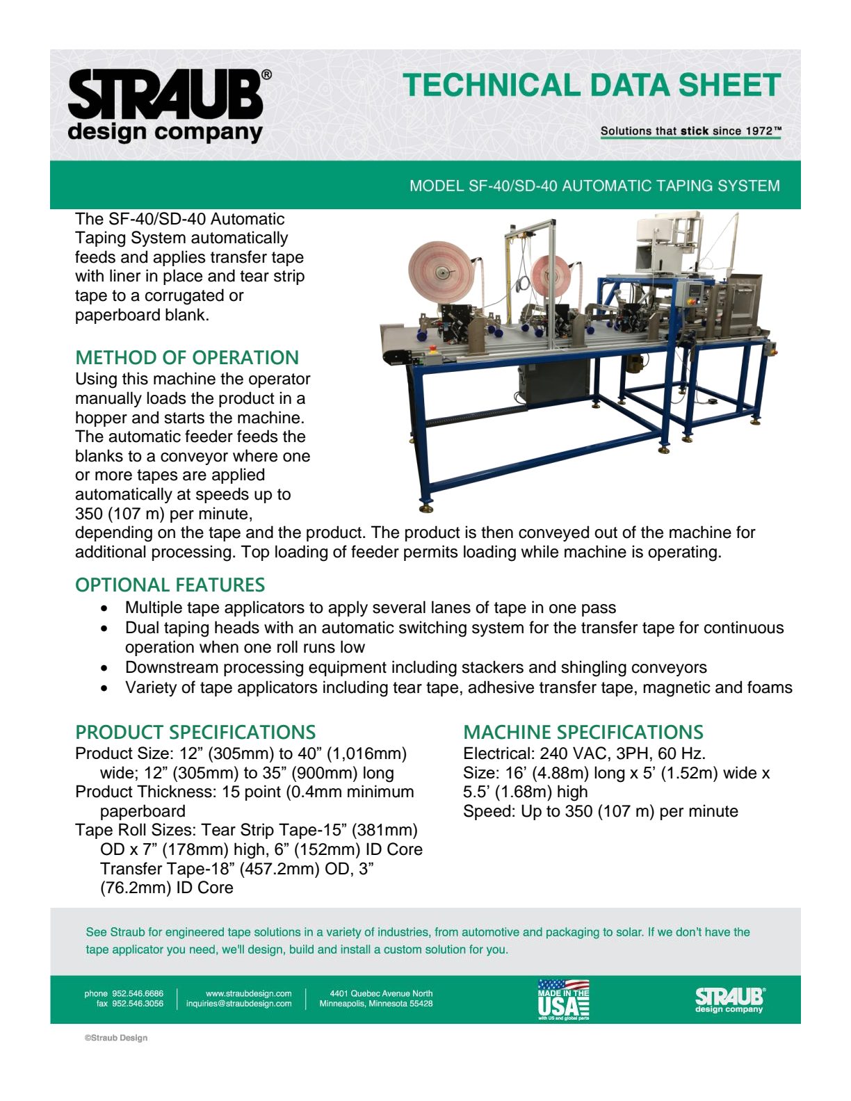 SD 40 SF 40 Automatic Taping System preview